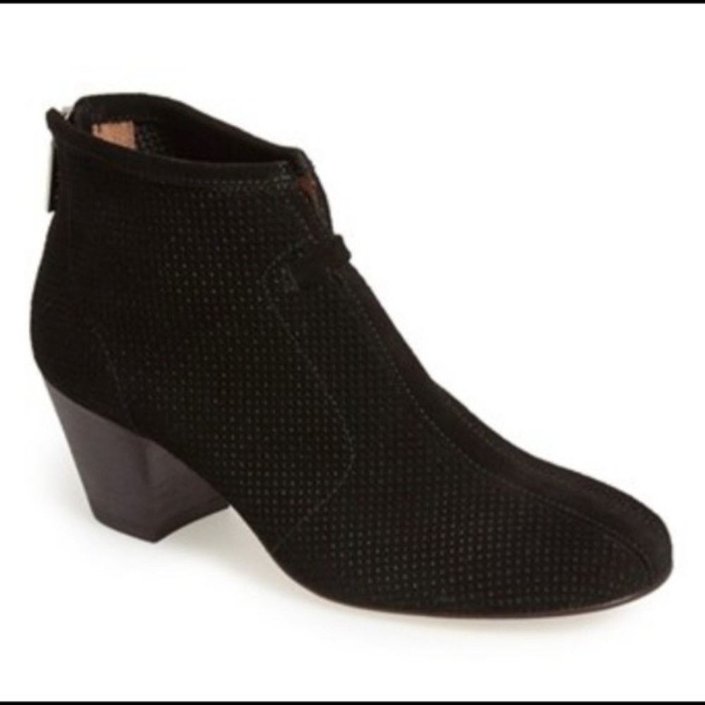 Aquatalia Black Perforated Suede Ankle Booties